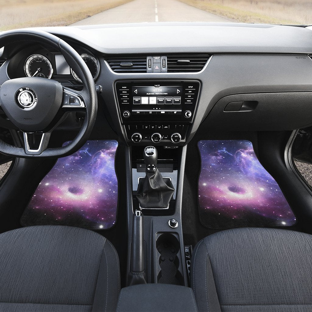 Dark Light Purple Galaxy Space Print Front Car Floor Mats GearFrost