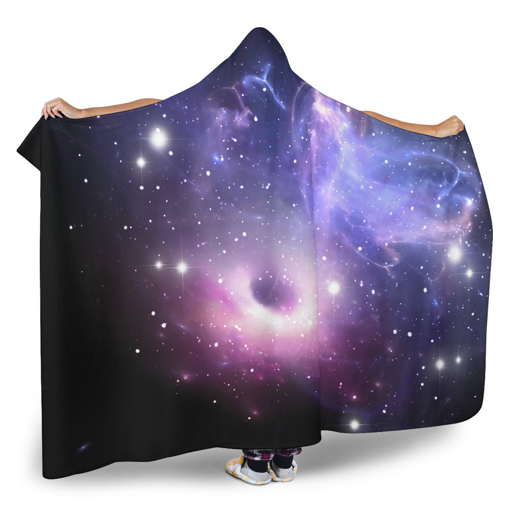 Dark Light Purple Galaxy Space Print Hooded Blanket GearFrost