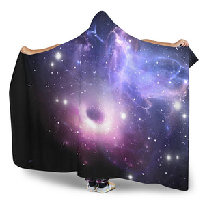 Dark Light Purple Galaxy Space Print Hooded Blanket GearFrost