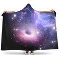 Dark Light Purple Galaxy Space Print Hooded Blanket