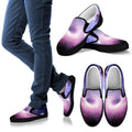 Dark Light Purple Galaxy Space Print Black Slip On Sneakers