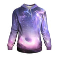 Dark Light Purple Galaxy Space Print Pullover Hoodie