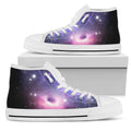 Dark Light Purple Galaxy Space Print White High Top Sneakers