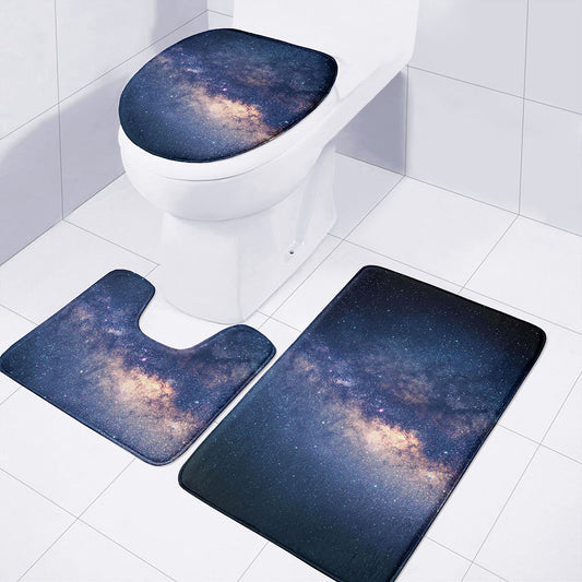 Dark Milky Way Galaxy Space Print 3 Piece Bath Mat Set