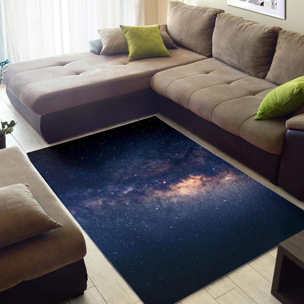 Dark Milky Way Galaxy Space Print Area Rug GearFrost