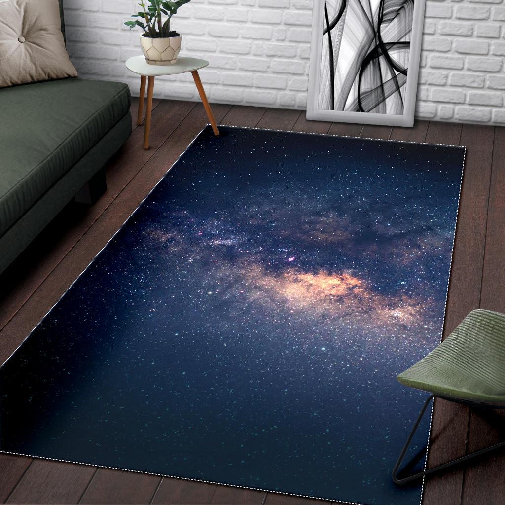 Dark Milky Way Galaxy Space Print Area Rug GearFrost