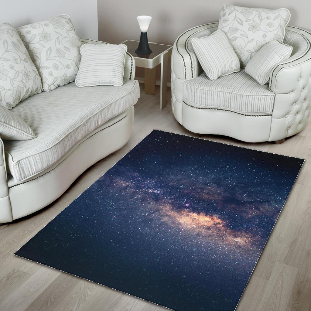 Dark Milky Way Galaxy Space Print Area Rug GearFrost