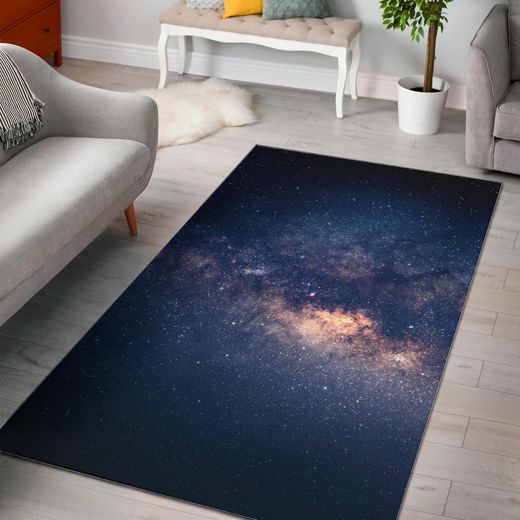 Dark Milky Way Galaxy Space Print Area Rug GearFrost