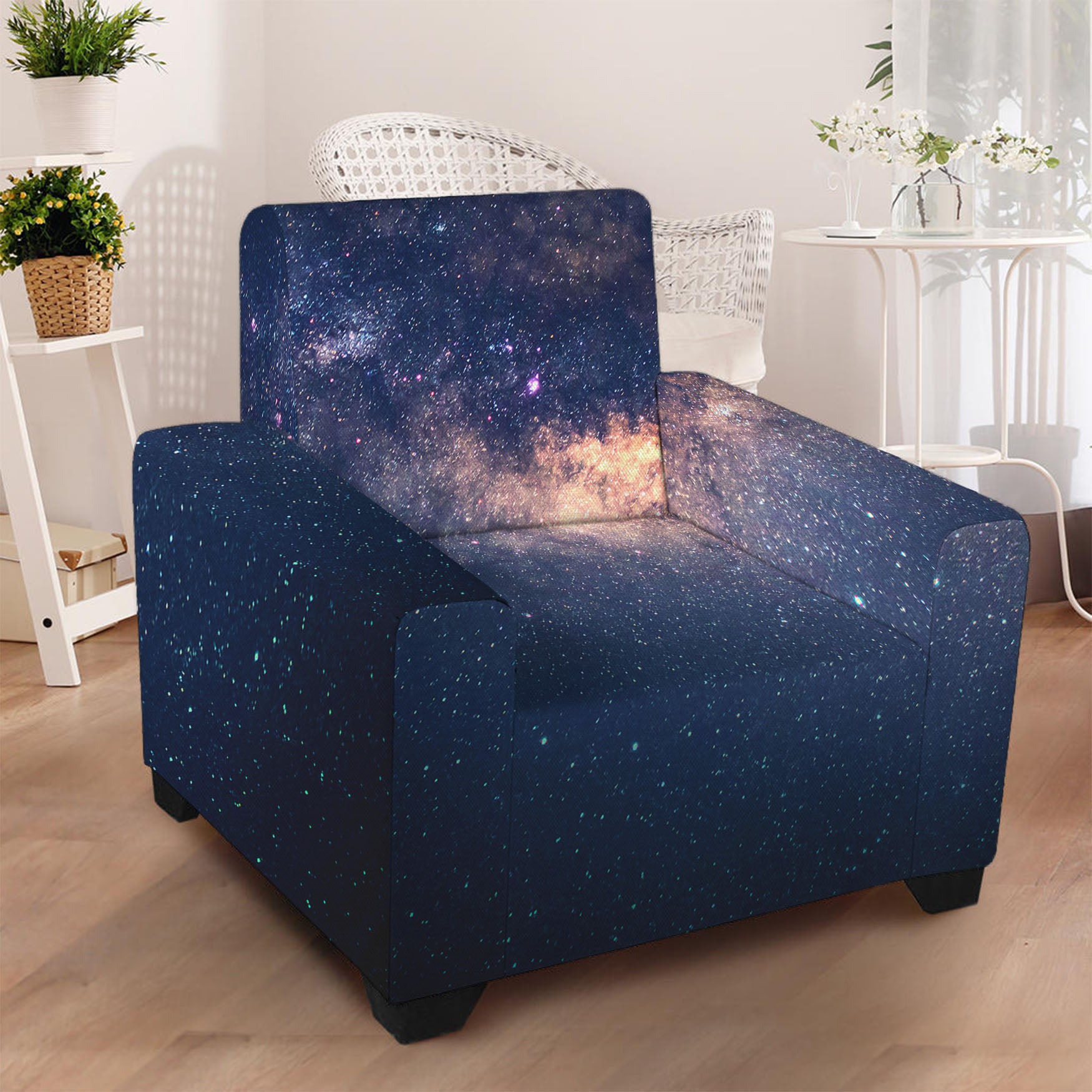 Dark Milky Way Galaxy Space Print Armchair Slipcover