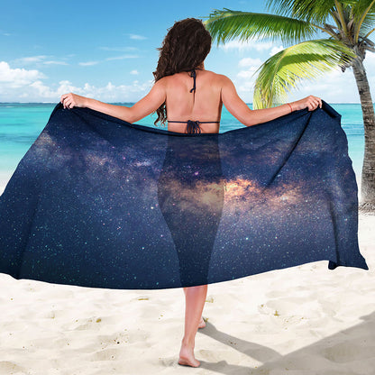 Dark Milky Way Galaxy Space Print Beach Sarong Wrap