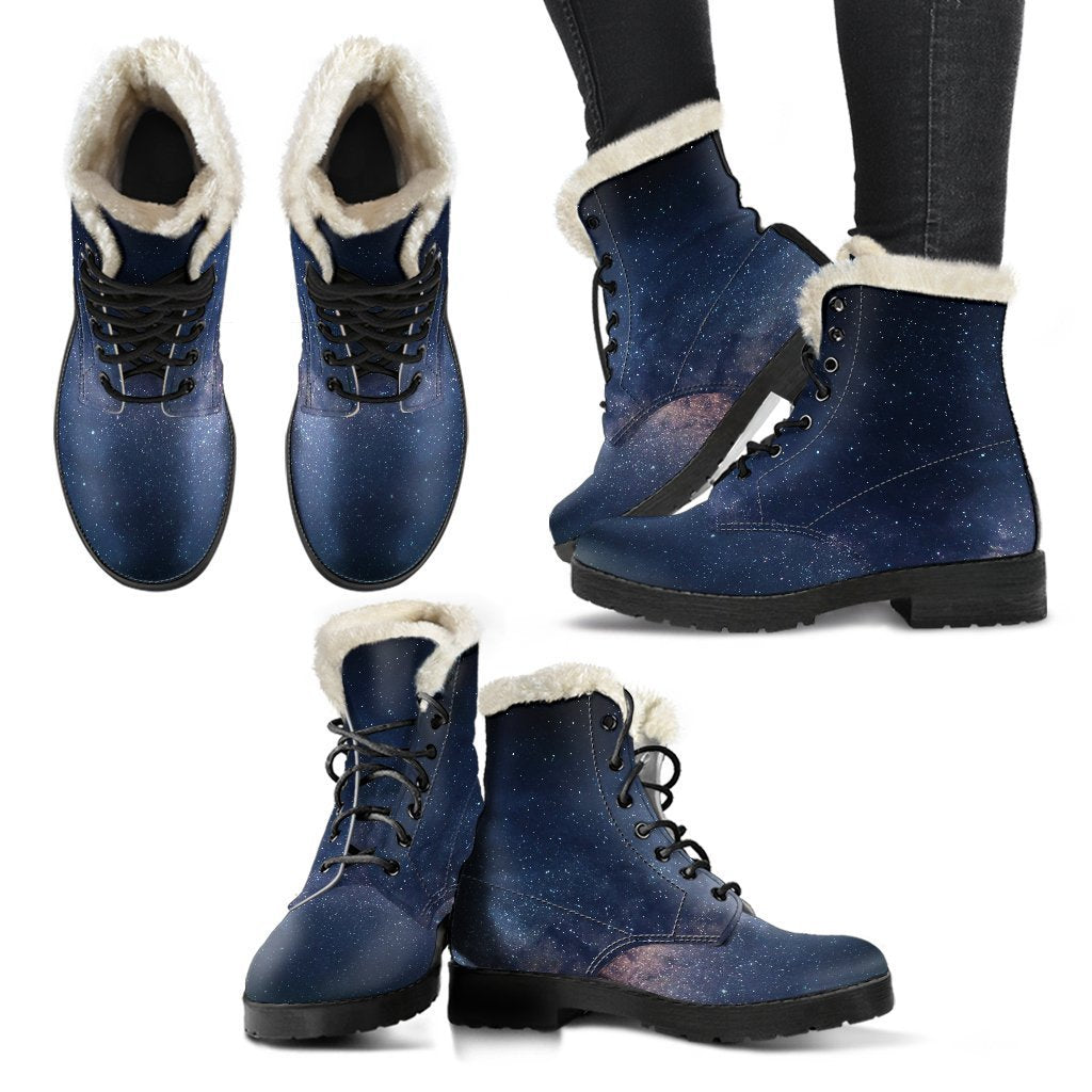 Dark Milky Way Galaxy Space Print Comfy Boots GearFrost