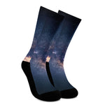 Dark Milky Way Galaxy Space Print Crew Socks