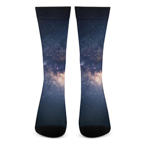 Dark Milky Way Galaxy Space Print Crew Socks