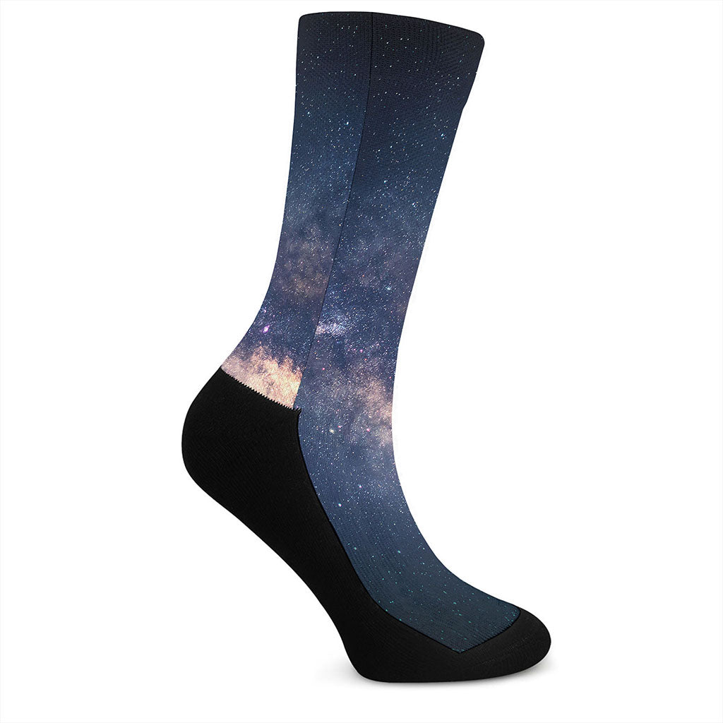 Dark Milky Way Galaxy Space Print Crew Socks