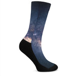 Dark Milky Way Galaxy Space Print Crew Socks