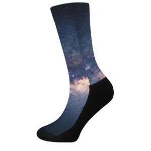 Dark Milky Way Galaxy Space Print Crew Socks