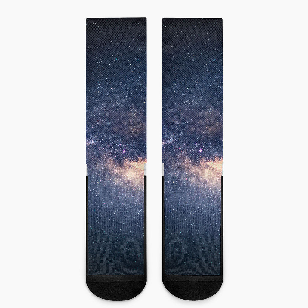 Dark Milky Way Galaxy Space Print Crew Socks