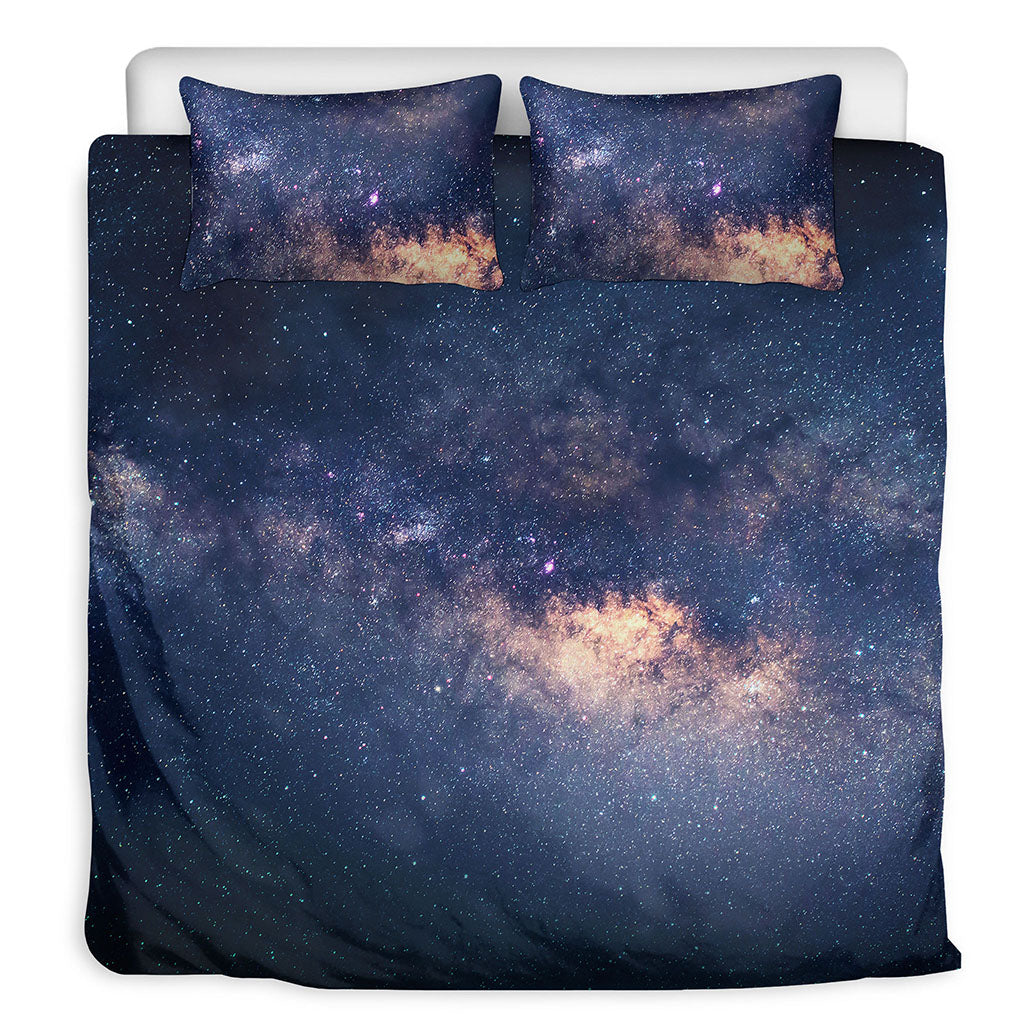 Dark Milky Way Galaxy Space Print Duvet Cover Bedding Set