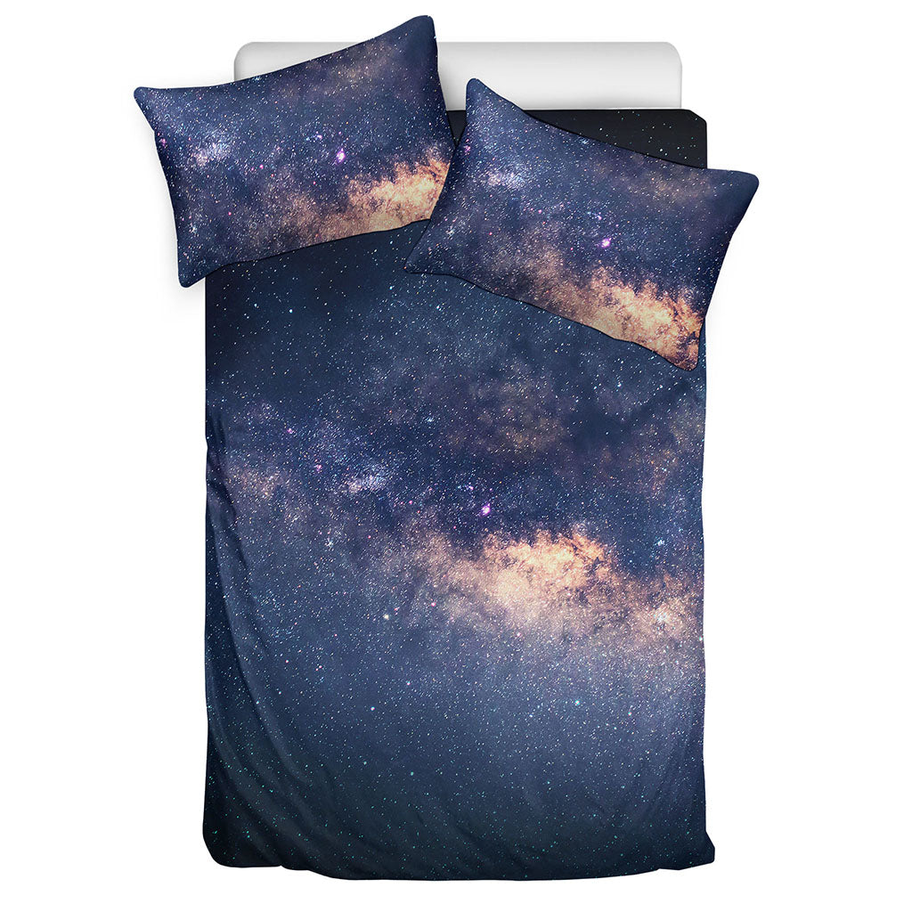 Dark Milky Way Galaxy Space Print Duvet Cover Bedding Set