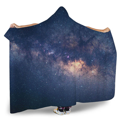 Dark Milky Way Galaxy Space Print Hooded Blanket