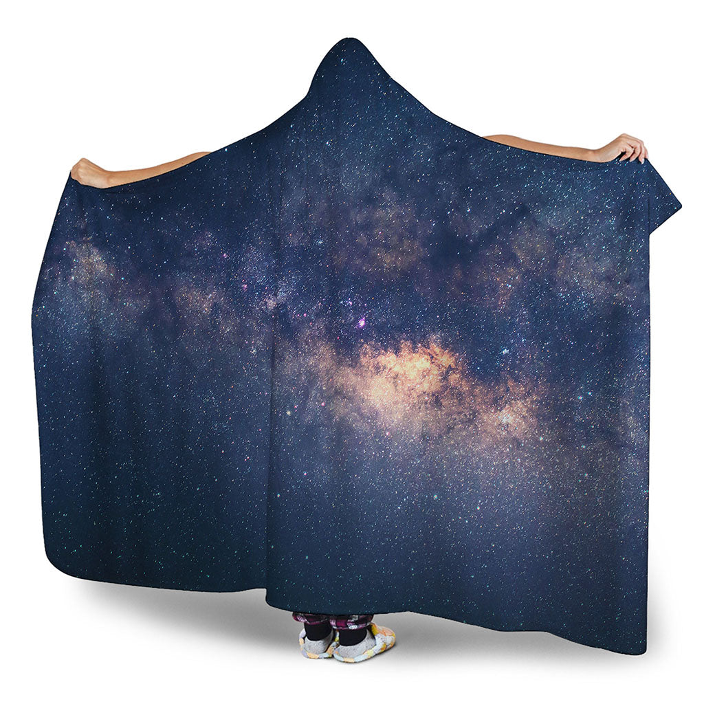 Dark Milky Way Galaxy Space Print Hooded Blanket