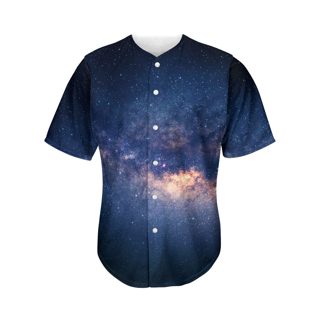 Dark Milky Way Galaxy Space Print Men's Baseball Jersey