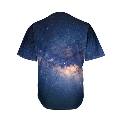 Dark Milky Way Galaxy Space Print Men's Baseball Jersey