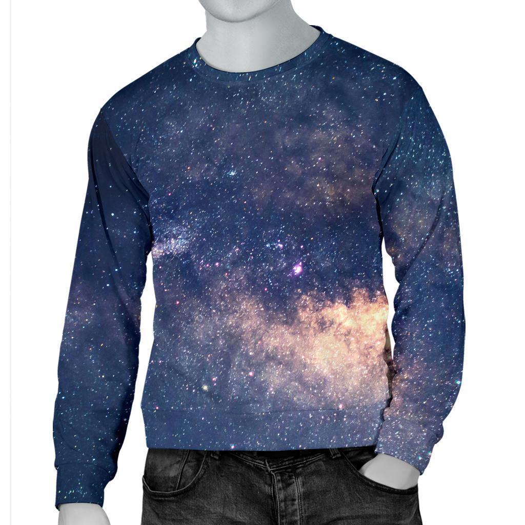 Dark Milky Way Galaxy Space Print Men's Crewneck Sweatshirt GearFrost