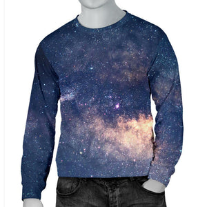 Dark Milky Way Galaxy Space Print Men's Crewneck Sweatshirt GearFrost