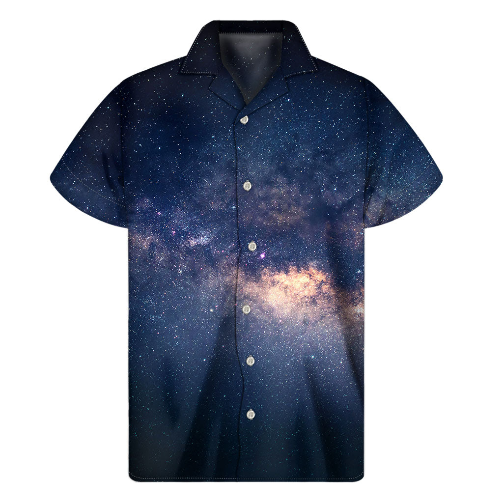 Dark Milky Way Galaxy Space Print Men's Short Sleeve Shirt