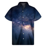 Dark Milky Way Galaxy Space Print Men's Short Sleeve Shirt