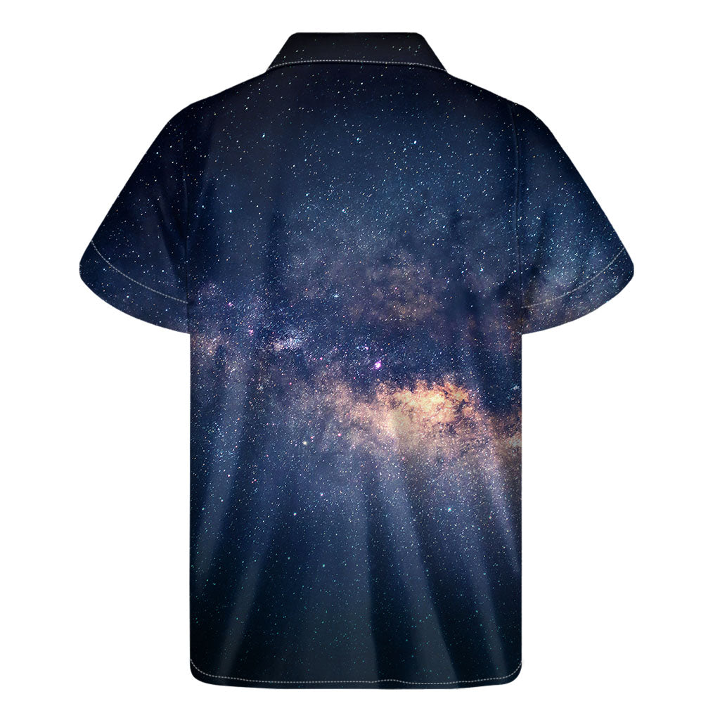 Dark Milky Way Galaxy Space Print Men's Short Sleeve Shirt