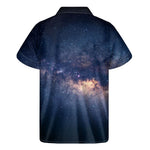 Dark Milky Way Galaxy Space Print Men's Short Sleeve Shirt