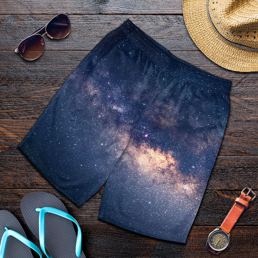 Dark Milky Way Galaxy Space Print Men's Shorts