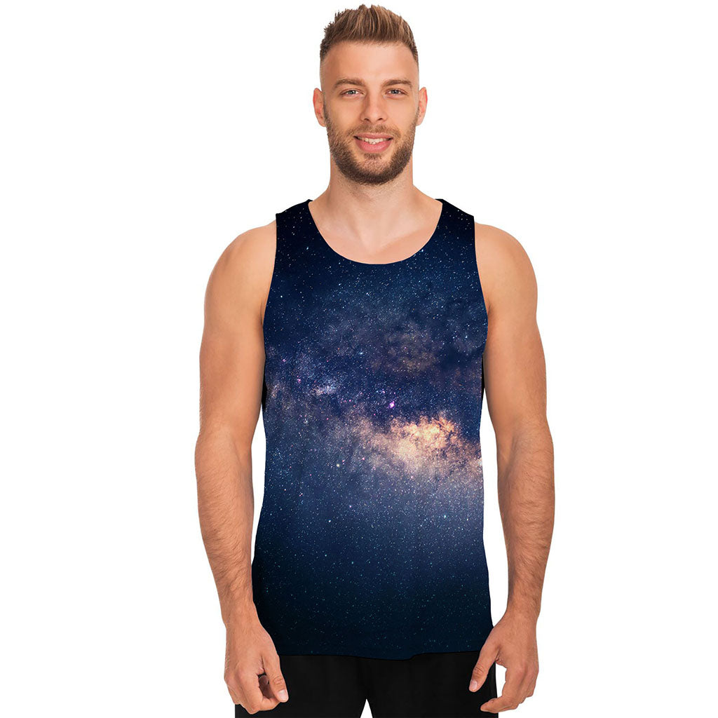Dark Milky Way Galaxy Space Print Men's Tank Top