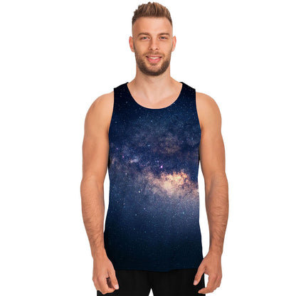 Dark Milky Way Galaxy Space Print Men's Tank Top
