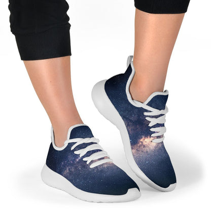 Dark Milky Way Galaxy Space Print Mesh Knit Shoes GearFrost