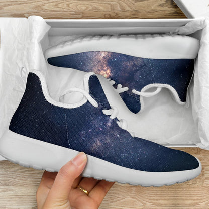 Dark Milky Way Galaxy Space Print Mesh Knit Shoes GearFrost