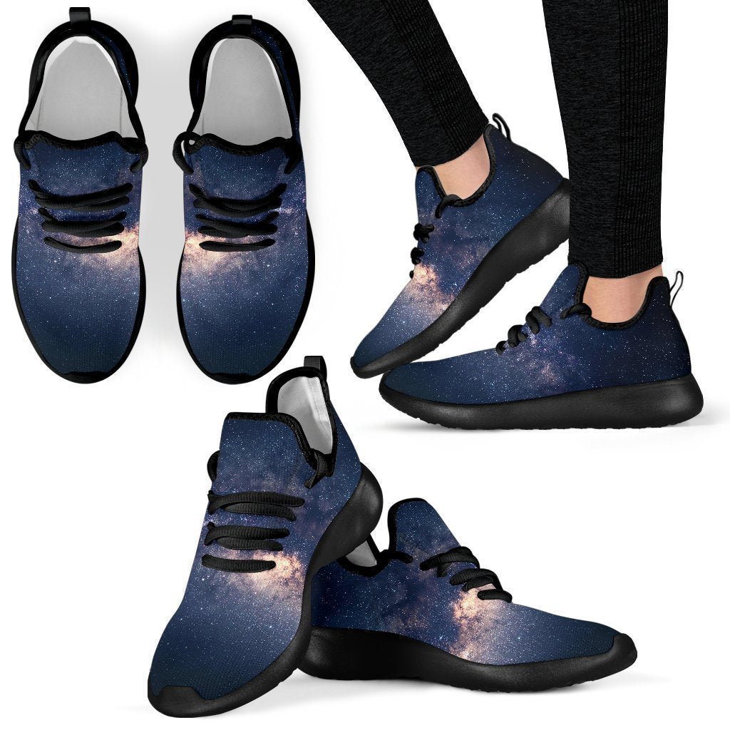 Dark Milky Way Galaxy Space Print Mesh Knit Shoes GearFrost