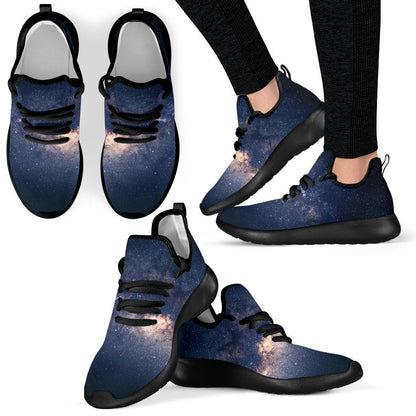 Dark Milky Way Galaxy Space Print Mesh Knit Shoes GearFrost