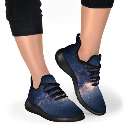 Dark Milky Way Galaxy Space Print Mesh Knit Shoes GearFrost