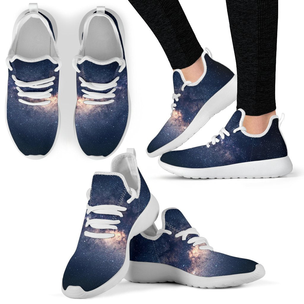 Dark Milky Way Galaxy Space Print Mesh Knit Shoes GearFrost