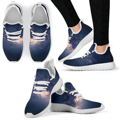 Dark Milky Way Galaxy Space Print Mesh Knit Shoes GearFrost