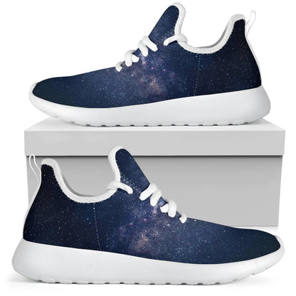 Dark Milky Way Galaxy Space Print Mesh Knit Shoes GearFrost