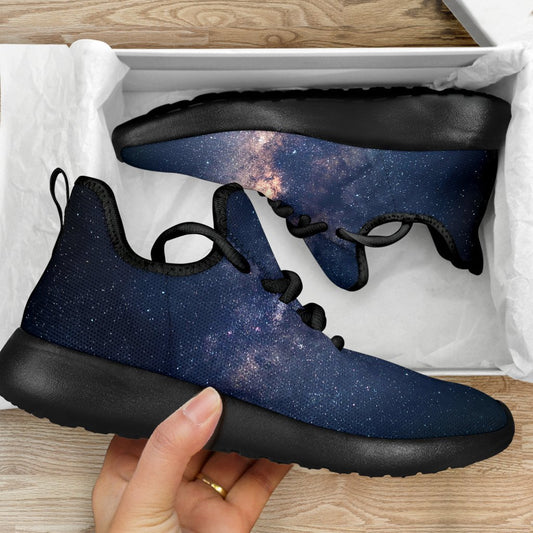 Dark Milky Way Galaxy Space Print Mesh Knit Shoes GearFrost