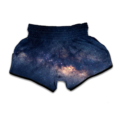 Dark Milky Way Galaxy Space Print Muay Thai Boxing Shorts