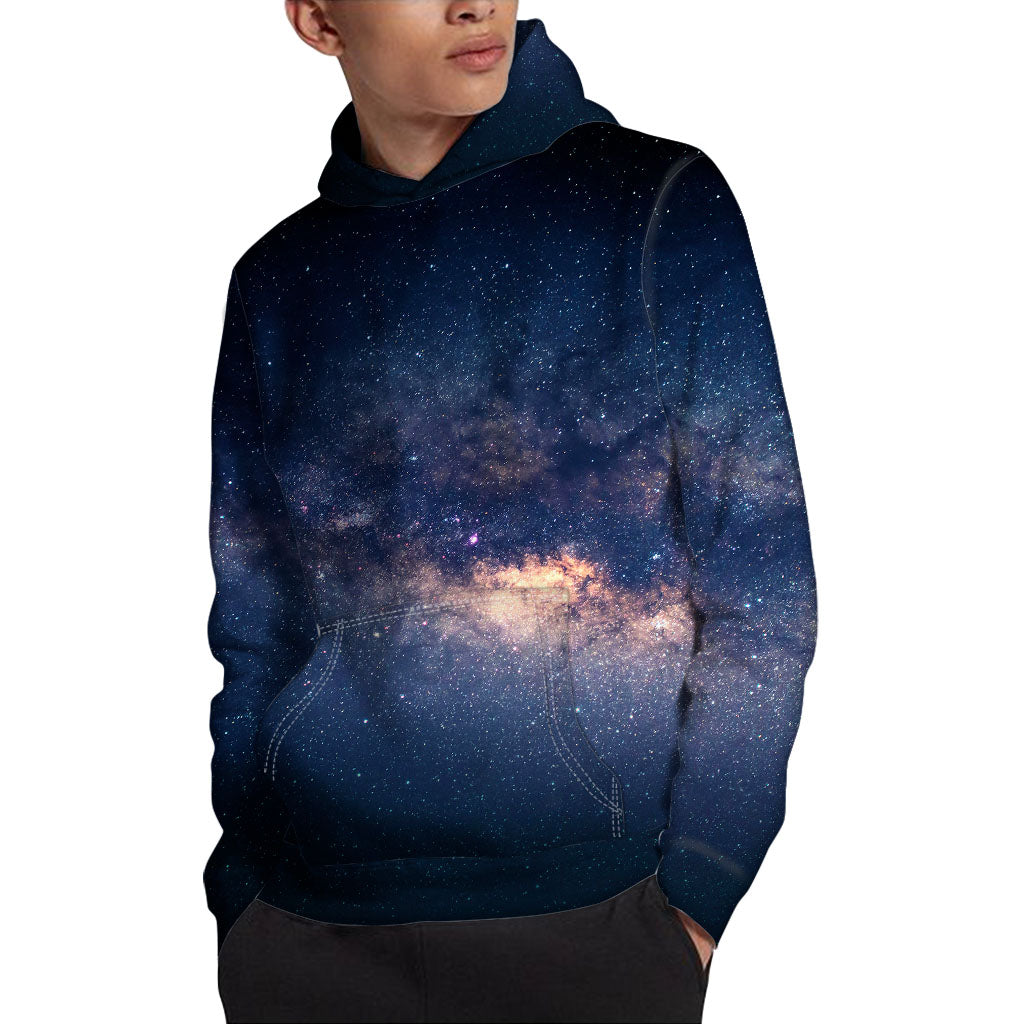 Dark Milky Way Galaxy Space Print Pullover Hoodie