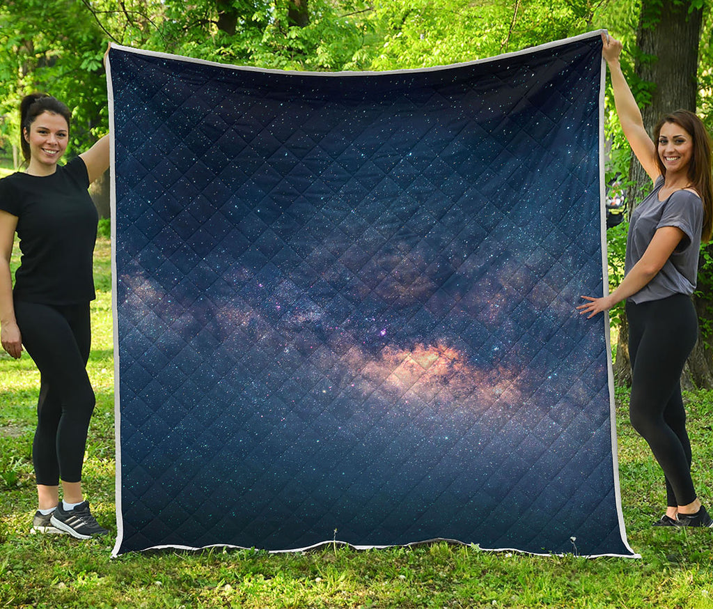 Dark Milky Way Galaxy Space Print Quilt
