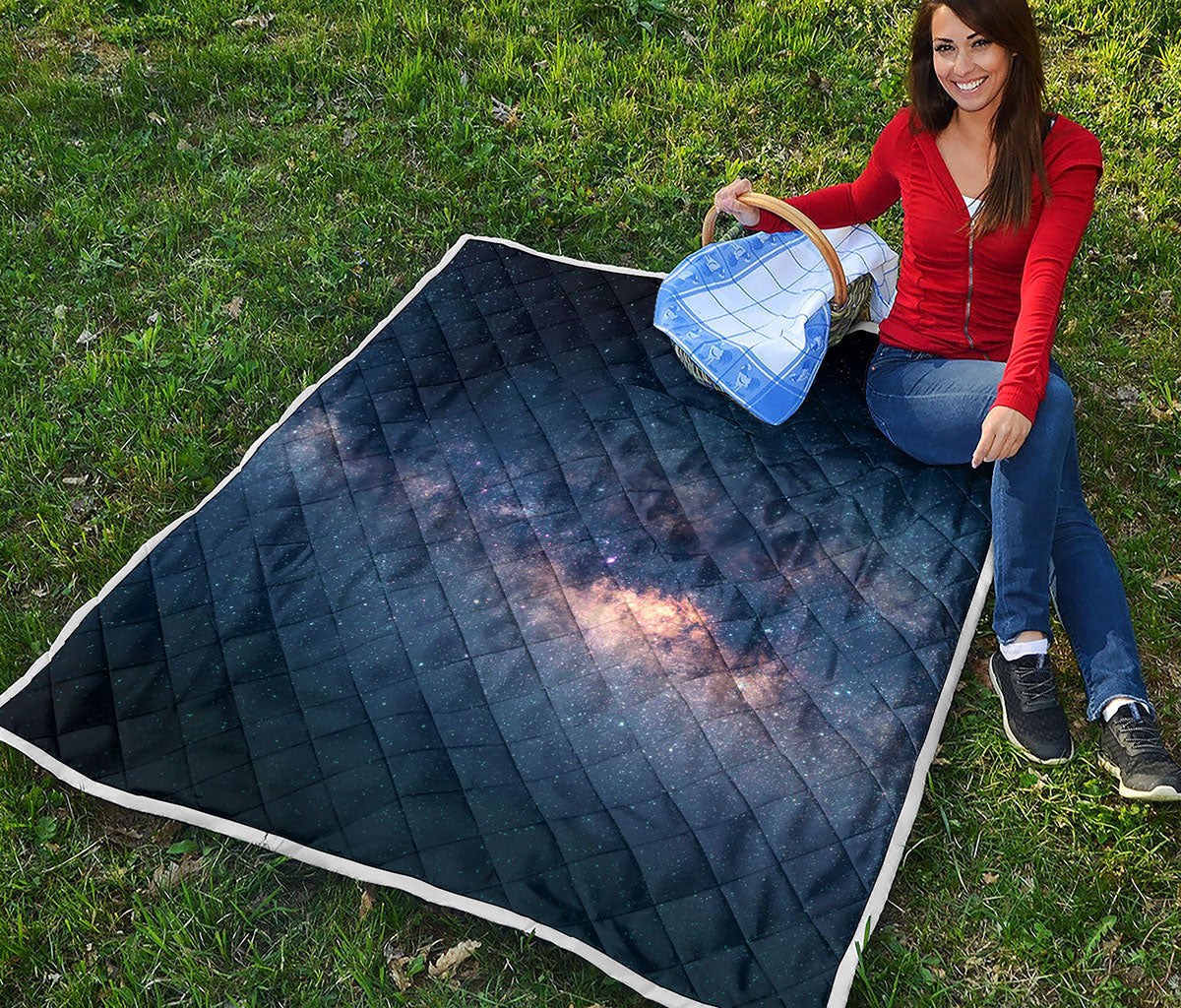 Dark Milky Way Galaxy Space Print Quilt