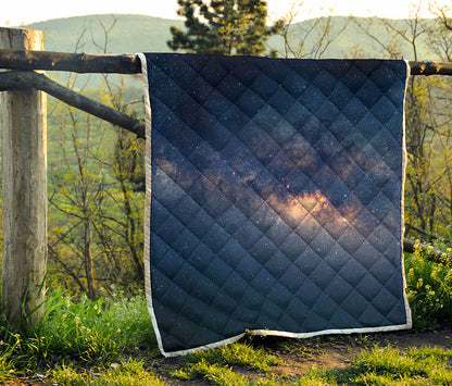 Dark Milky Way Galaxy Space Print Quilt